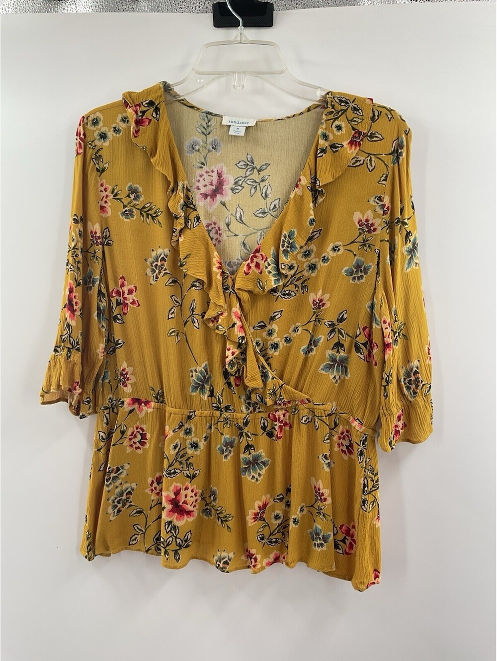 Sundance women’s blouse floral ruffles Medium 091